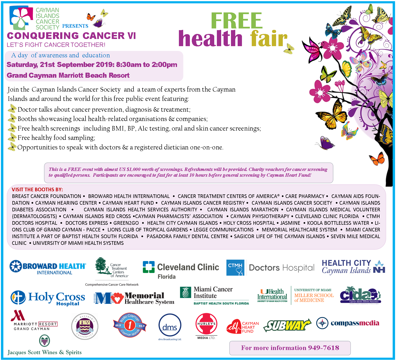 Conquering Cancer VI FREE Health Fair Cayman Islands Cancer Society